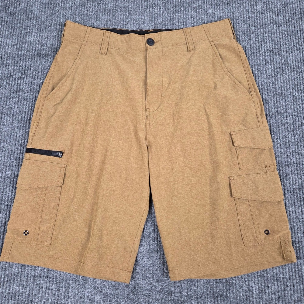 Iron Co Mens Hybrid‎ Cargo Shorts Brown Stretch Quick Dry Hiking Size 32 26843
